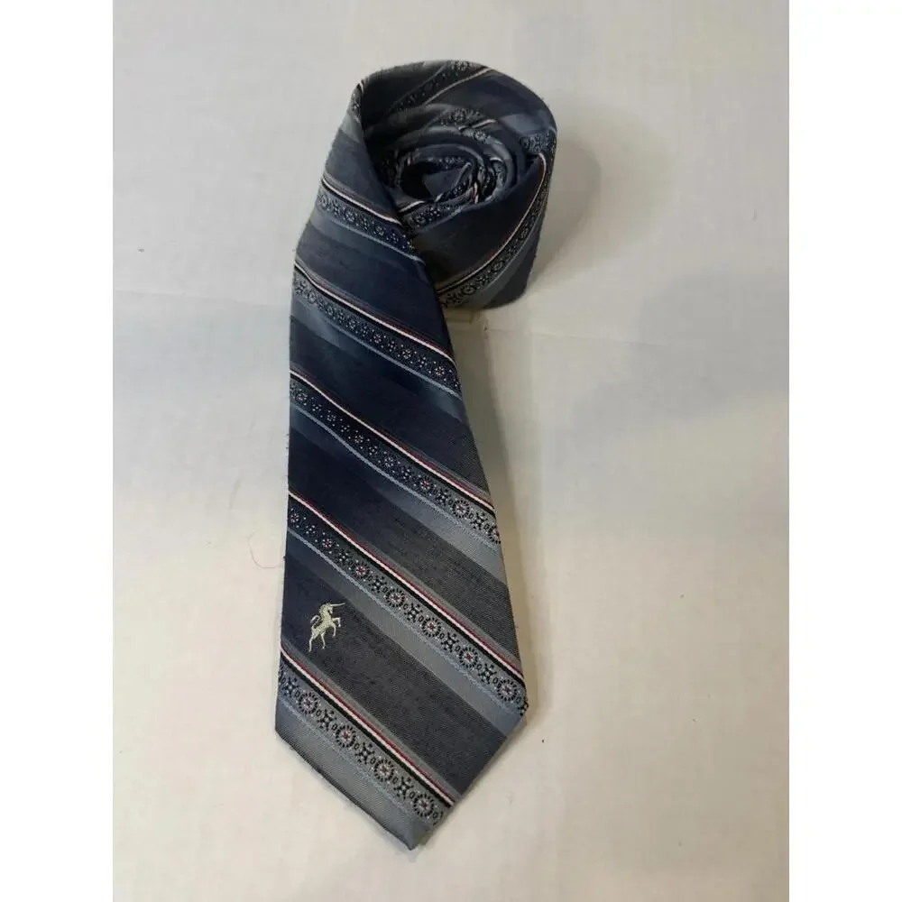 Bronzini VMen's Necktie Tie Polyester Silk Blend Navy & LightBlue With Red Dot